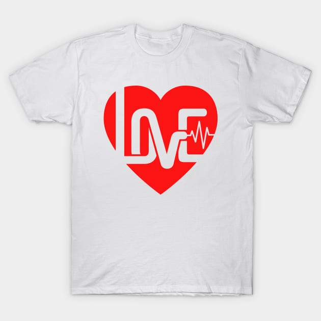 Text Love in form of a Heart T-Shirt by michony